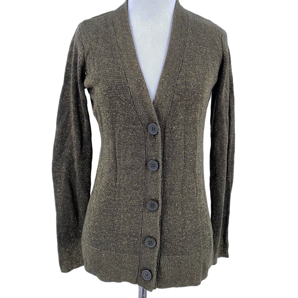 Dash by Kardashian Women's Metallic Gold Button Up Cardigan Size Small